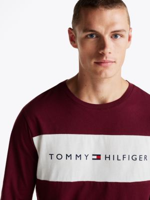 t-shirt lounge original a maniche lunghe rosso da uomini tommy hilfiger