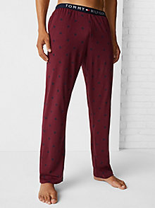 różowy spodnie od piżamy th monogram z dżerseju dla mężczyźni - tommy hilfiger