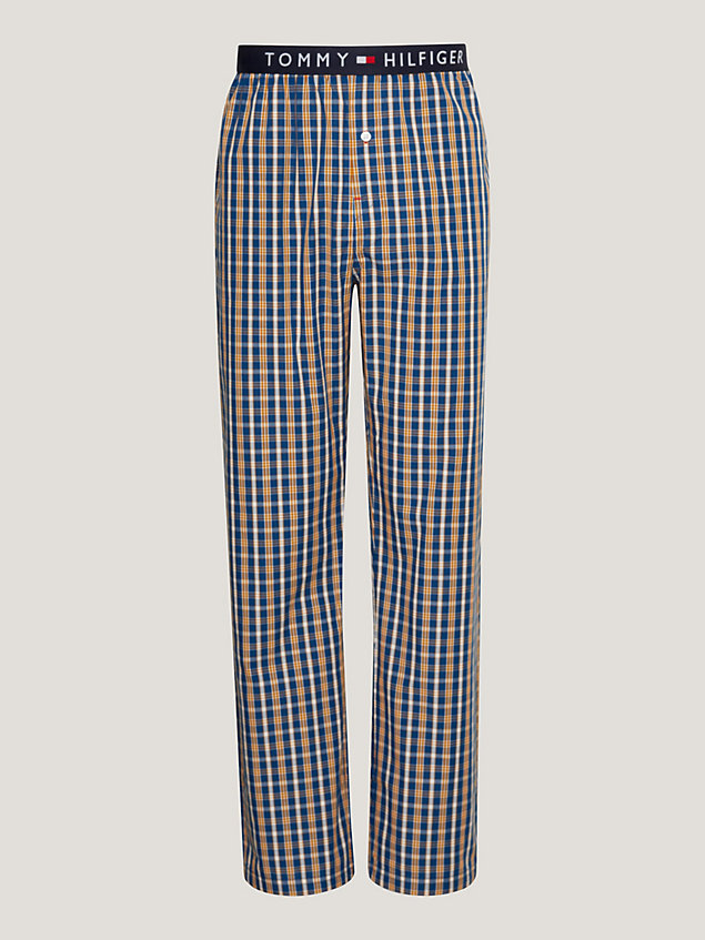 blue th original woven print lounge trousers for men tommy hilfiger