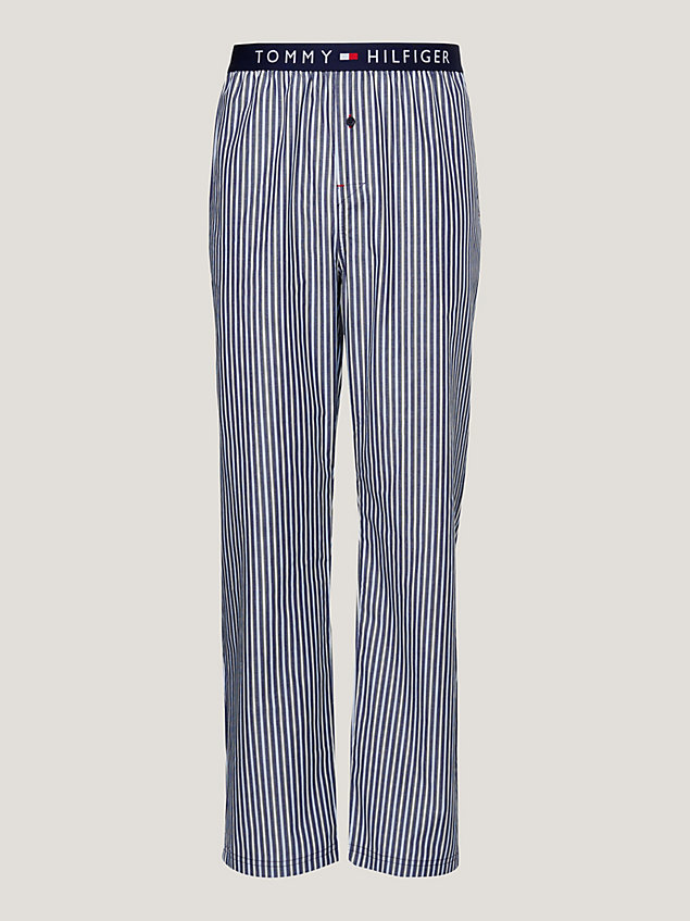 blue th original woven print lounge trousers for men tommy hilfiger
