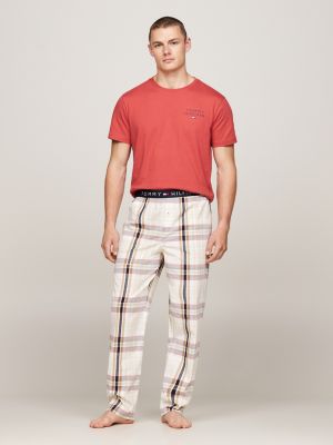 pantaloni del pigiama original con stampa marrone da uomini tommy hilfiger