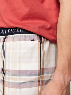 pantaloni del pigiama original con stampa marrone da uomini tommy hilfiger