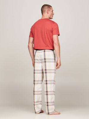 pantaloni del pigiama original con stampa marrone da uomini tommy hilfiger