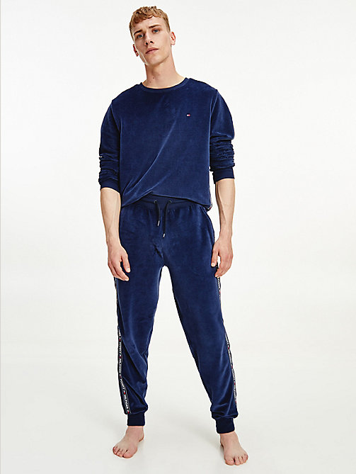 blue ribbed texture joggers for men tommy jeans