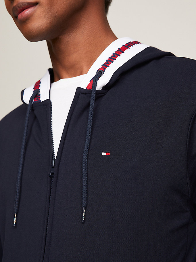 will do repent repetition Logo Tape Zip-Thru Hoody | BLUE | Tommy Hilfiger