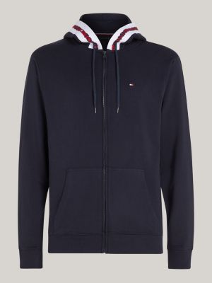 Logo Tape Zip-Thru Hoody | Blue | Tommy Hilfiger