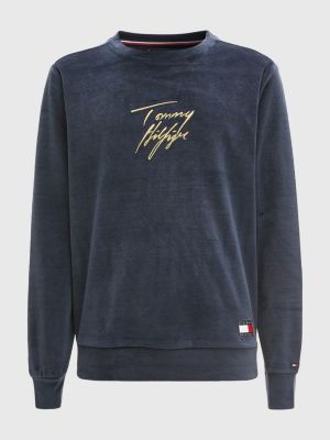 Velour Signature Logo Sweatshirt | BLUE 