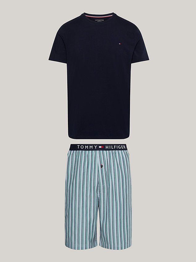 blue th original woven short pyjama set for men tommy hilfiger