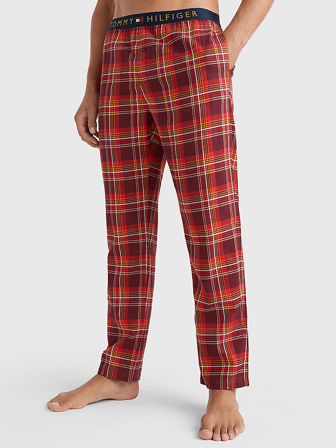 brown flannel pyjama bottoms for men tommy hilfiger