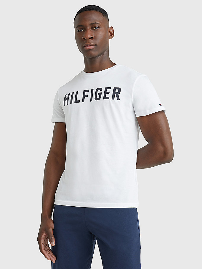 weiß lounge-t-shirt aus bio-baumwolle mit logo für men - tommy hilfiger