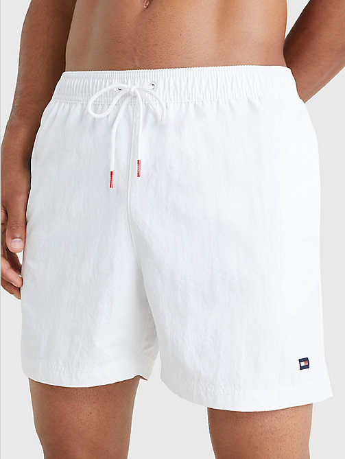 white mid length drawstring swim shorts for men tommy hilfiger