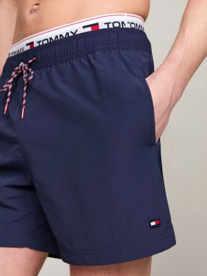 Repeat Logo Mid Length Swim Shorts Blue Tommy Hilfiger