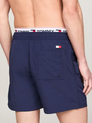 Mittellange Badeshorts mit Logomuster | Blau | Tommy Hilfiger 