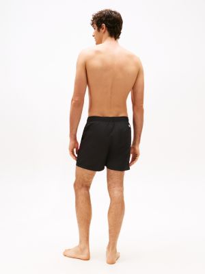 black flag mid length drawstring slim swim shorts for men tommy hilfiger