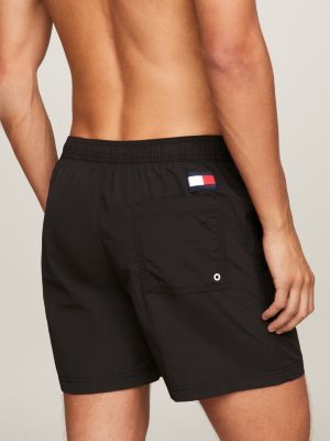 short de bain mi-long slim à cordon et logo noir pour hommes tommy hilfiger