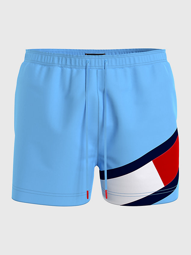 blue flag mid length drawstring swim shorts for men tommy hilfiger