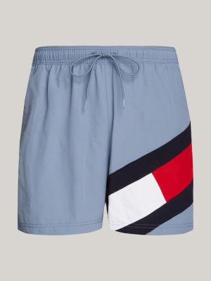 Flag Mid Length Drawstring Slim Swim Shorts Blue Tommy Hilfiger