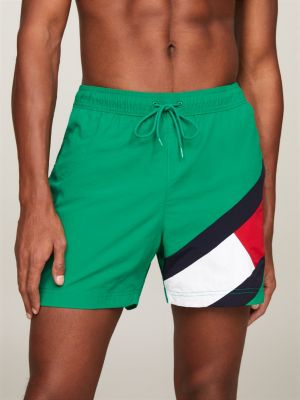 Tommy Hilfiger Plavky Zlavy - Flag Stredne Length Drawstring Shorts Panske  Zelene