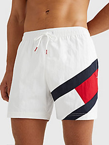 white flag mid length drawstring swim shorts for men tommy hilfiger