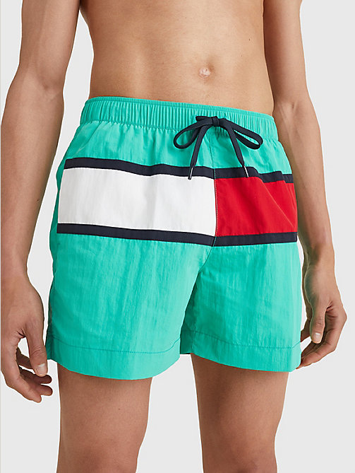 green hilfiger flag mid length swim shorts for men tommy hilfiger
