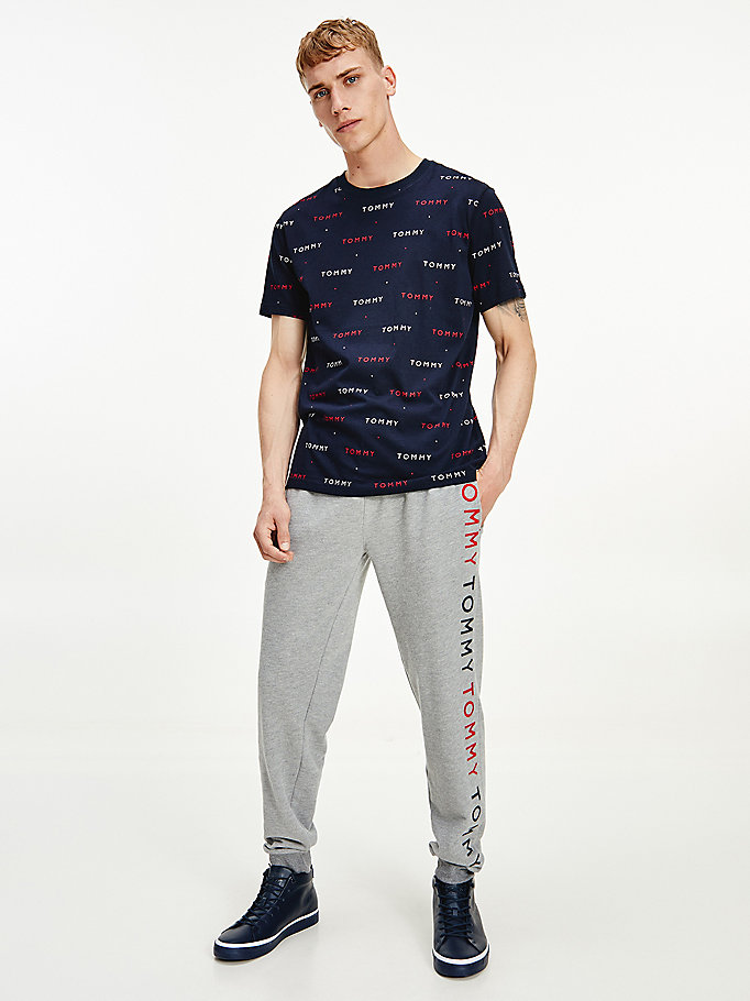 blue logo embroidery t-shirt for men tommy jeans