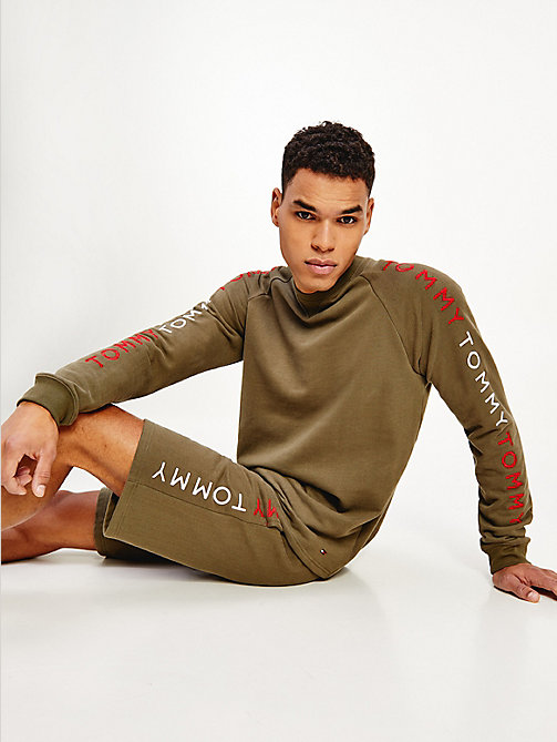 khaki logo embroidery track sweatshirt for men tommy hilfiger