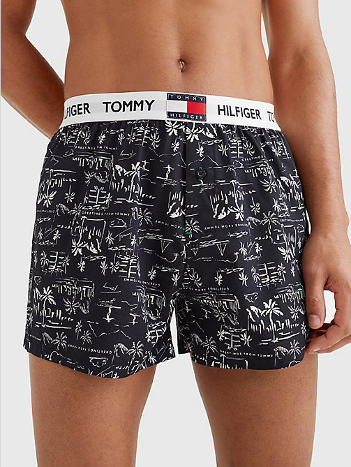 beige tommy 85 boxer-shorts mit stretch und print für herren - tommy hilfiger