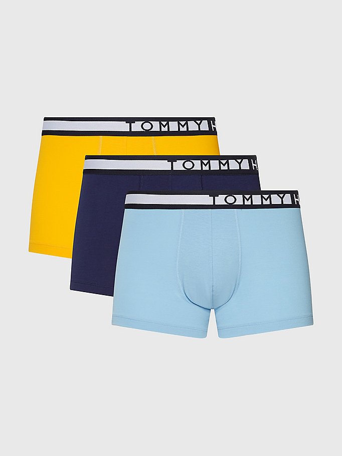 beige 3-pack logo waistband trunks for men tommy jeans
