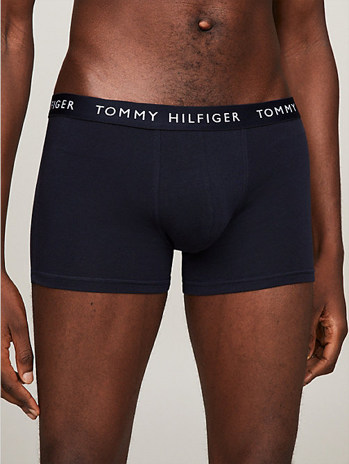 black 3-pack essential logo waistband trunks for men tommy hilfiger