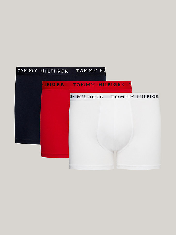 white 3-pack logo waistband trunks for men tommy hilfiger
