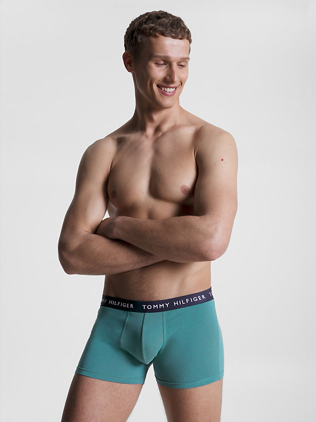 multi 3-pack logo waistband essential trunks for men tommy hilfiger