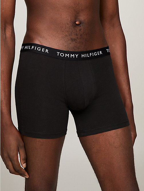 brown 3-pack logo waistband boxer briefs for men tommy hilfiger