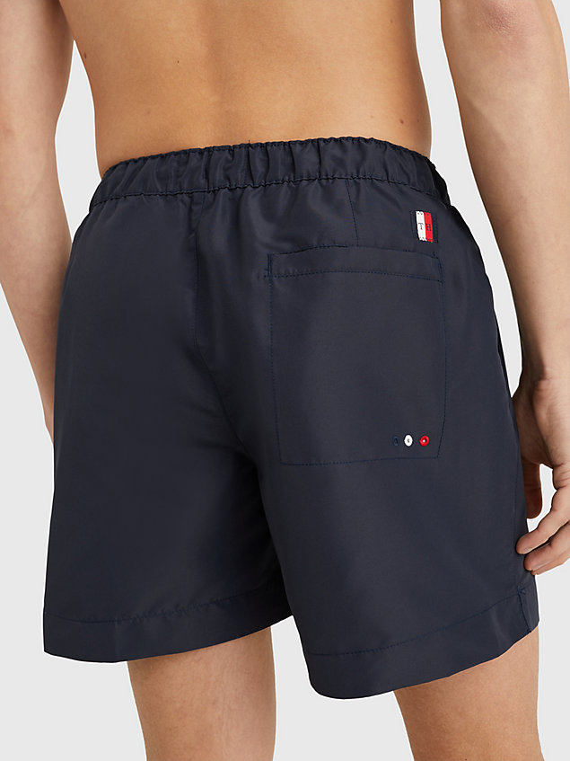 blue mid length signature logo swim shorts for men tommy hilfiger