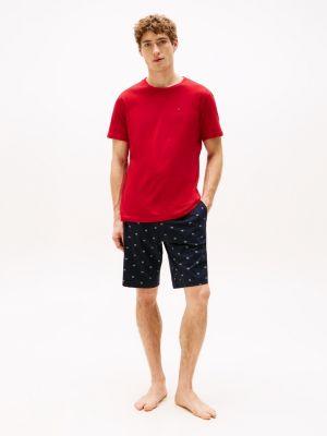 multi print t-shirt and shorts pyjama set for men tommy hilfiger