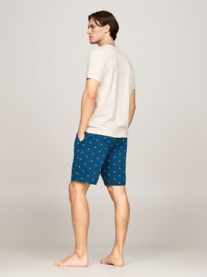 completo pigiama original in jersey con shorts arancione da uomini tommy hilfiger