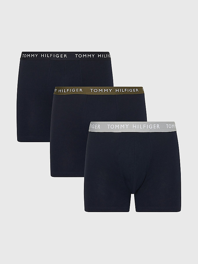 schwarz 3er-pack boxer-slips mit logo am taillenbund für herren - tommy hilfiger