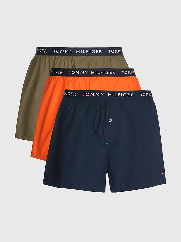 grey 3-pack logo waistband woven boxer shorts for men tommy hilfiger