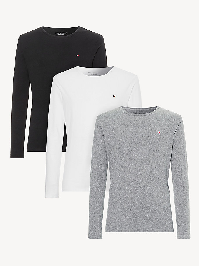 black 3-pack lounge essential long sleeve t-shirts for men tommy hilfiger