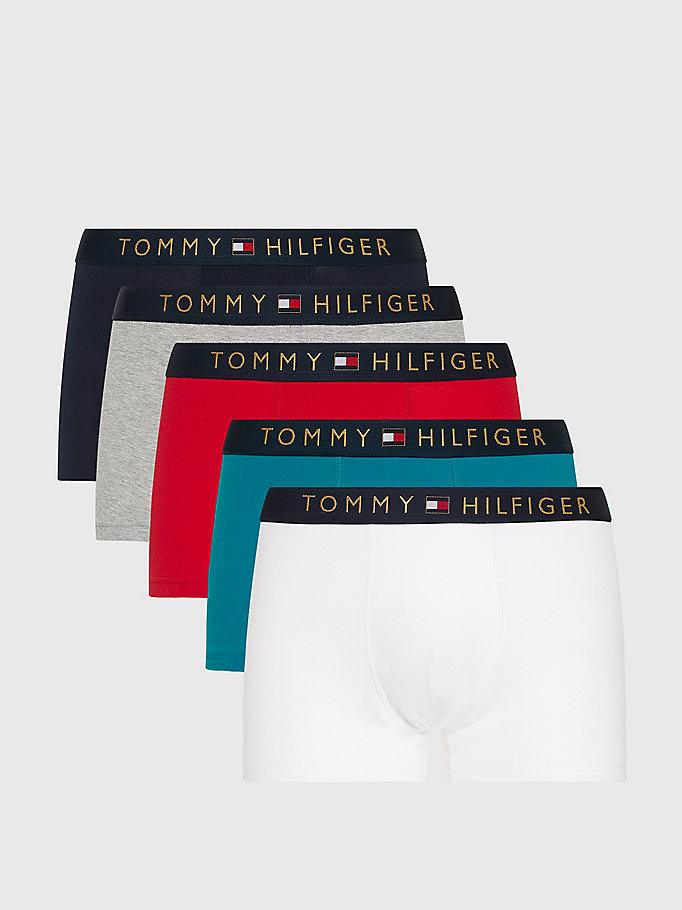 brown 5-pack logo waistband trunks for men tommy hilfiger