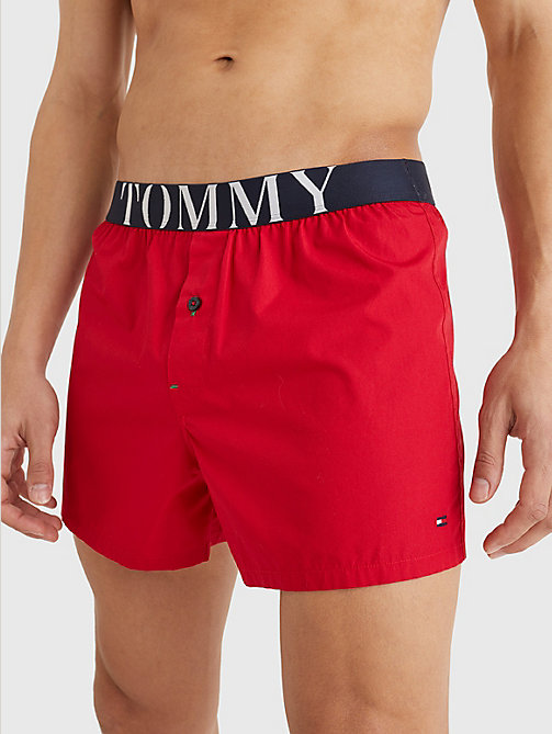 red ultra soft woven boxers for men tommy hilfiger