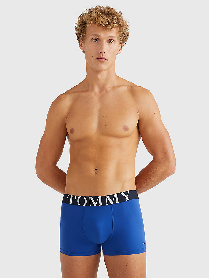 blue ultra soft logo waistband trunks for men tommy hilfiger