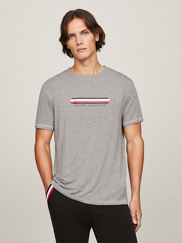 grey seacell™ logo crew neck t-shirt for men tommy hilfiger