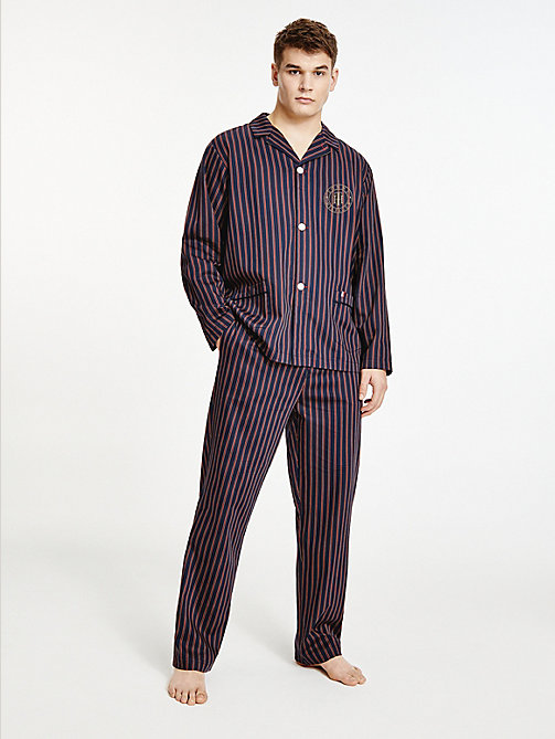 blauw pyjamabroek met verticale streep voor men - tommy hilfiger