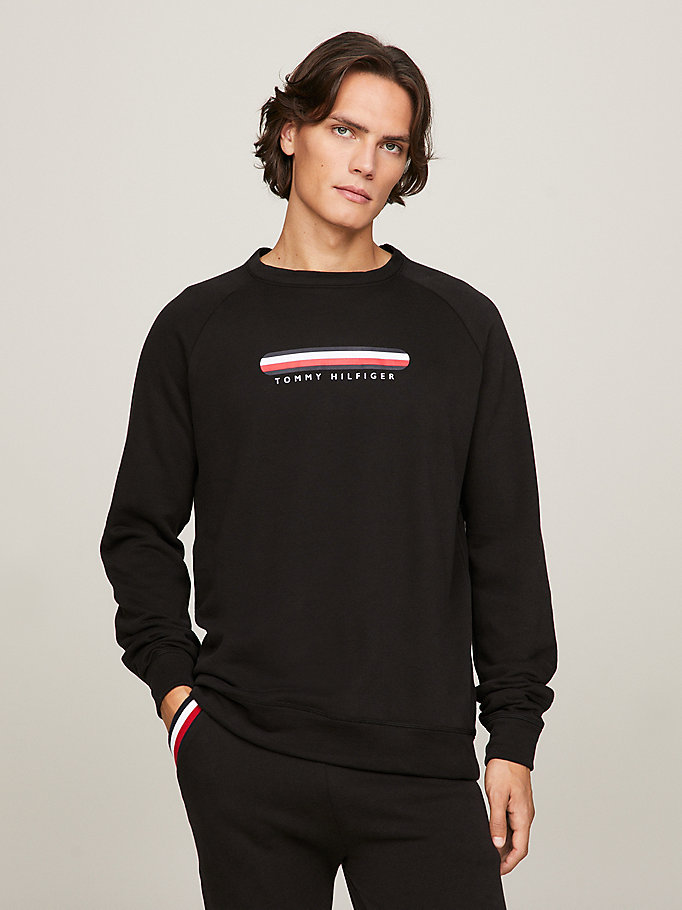 zwart seacell™ trainingssweatshirt met logo voor heren - tommy hilfiger