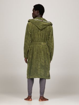 TH Original Hooded Towelling Robe GREEN Tommy Hilfiger