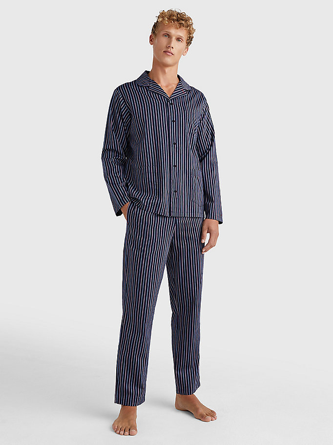 camicia del pigiama in raso a righe verticali  da uomo 
