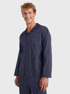 camicia del pigiama in raso a righe verticali  da uomo 