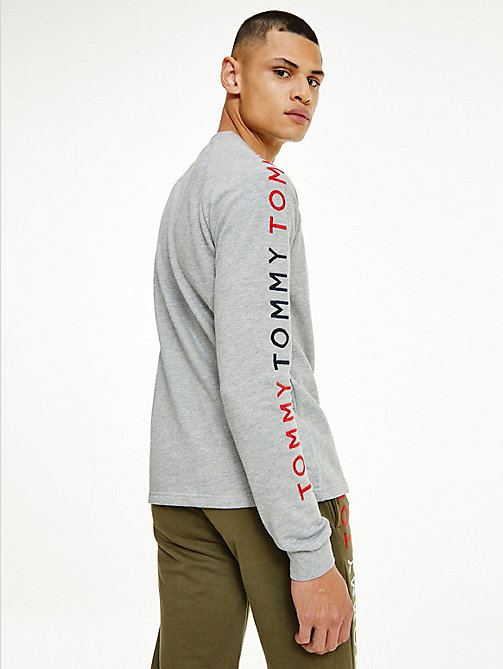 grey lounge embroidery track sweatshirt for men tommy jeans