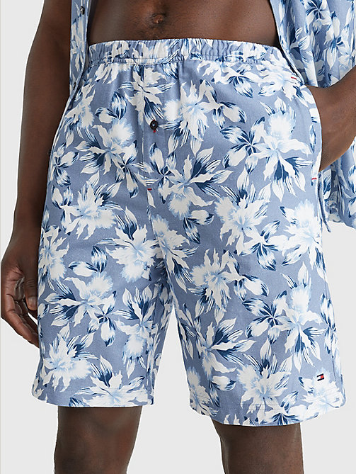 blue printed lounge shorts for men tommy hilfiger
