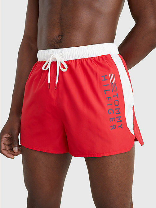 red ripstop runner swim shorts for men tommy hilfiger